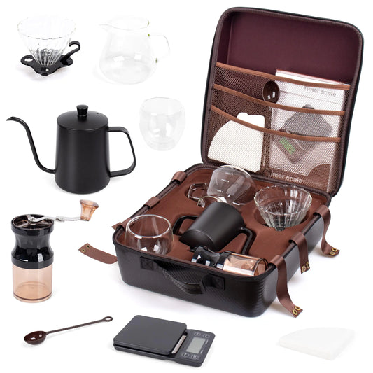 KAIXUAN WOOD 9-Piece Portable Coffee Kit