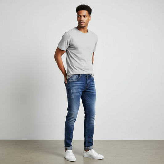 Men's Slim Fit Black Jeans - Versatile Style