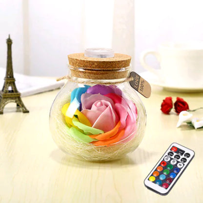 Creative Lucky Star Glass Bottle Soap Flower Night Light