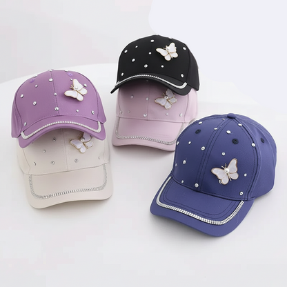 Girls' Pearl Butterfly Baseball Cap for Ages 2-6