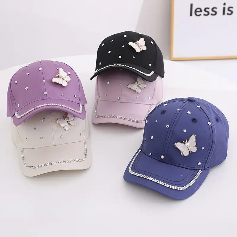 Girls' Pearl Butterfly Baseball Cap for Ages 2-6
