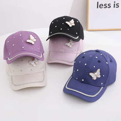 Girls' Pearl Butterfly Baseball Cap for Ages 2-6