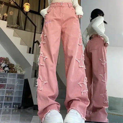 American Retro Chic Wide Leg Denim
