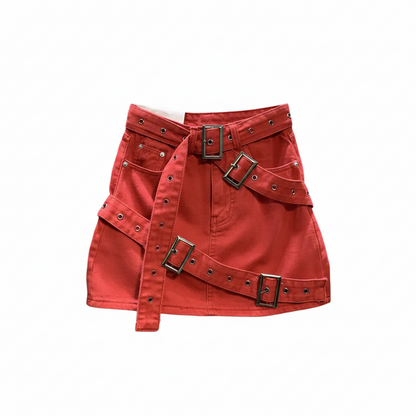 Design Denim Skirt with Straps