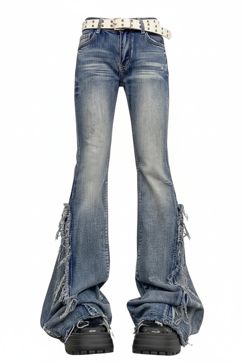 American-Style Retro Frayed Jeans