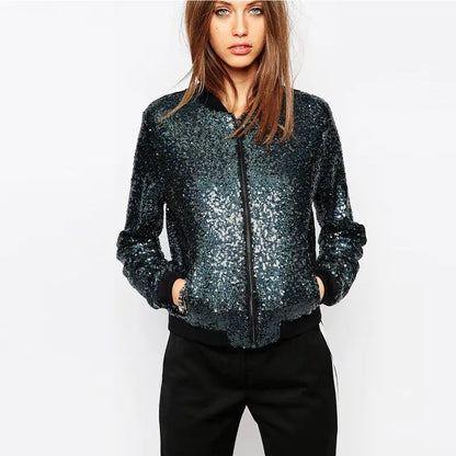 Glam Sequin Women's Baseball Jacket