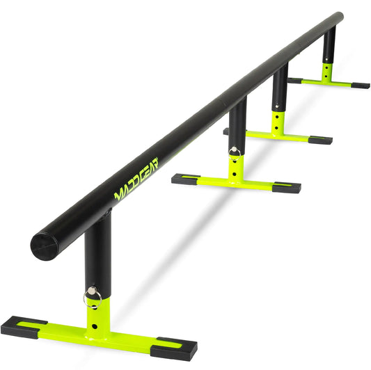 Madd Gear 99" Long Flat Bar Skate Rail – Heavy Duty Durable - Adjustable Height (Green)