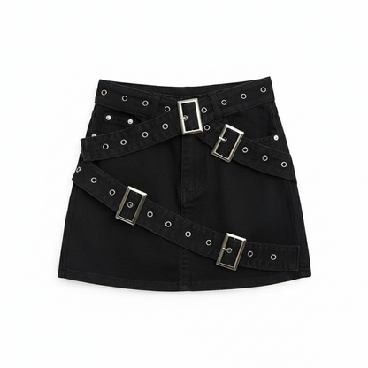Design Denim Skirt with Straps