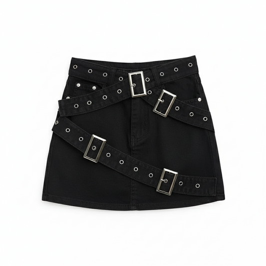 Design Denim Skirt with Straps