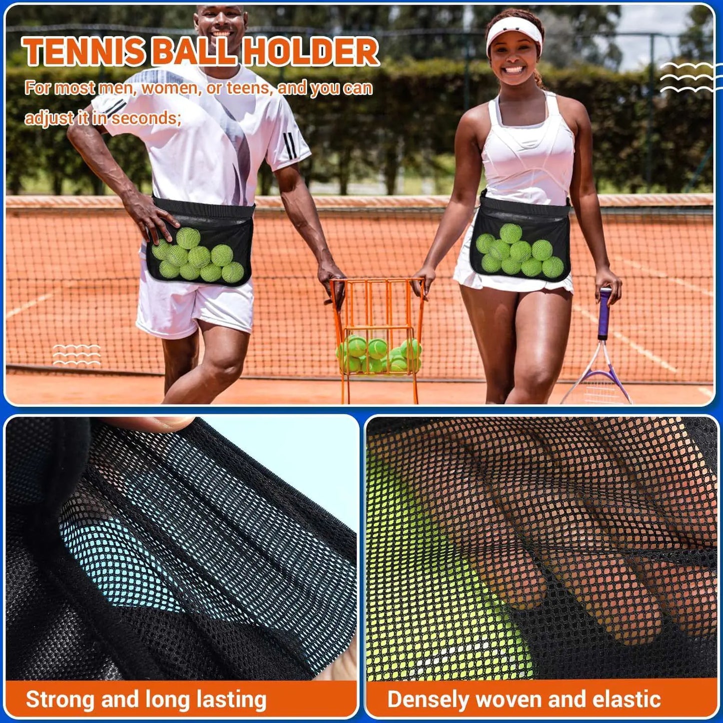 Portable Tennis Ball Storage Bag and Waist Pack