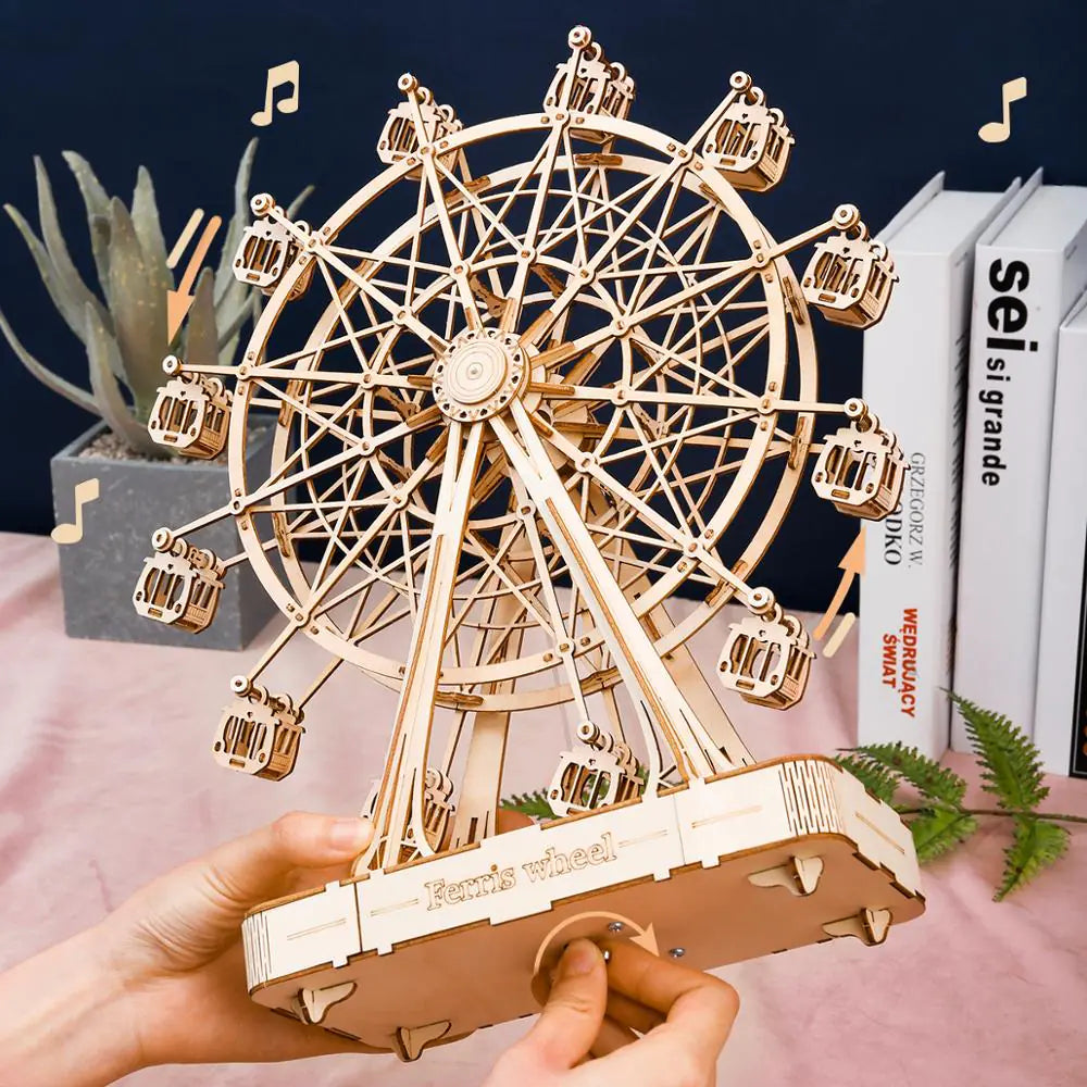 DIY 3D Ferris Wheel Music Box Assembly Model Toy