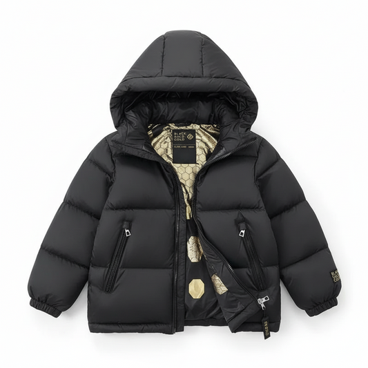 Children's Trendy Black Gold Down Jacket
