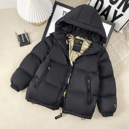 Children's Trendy Black Gold Down Jacket