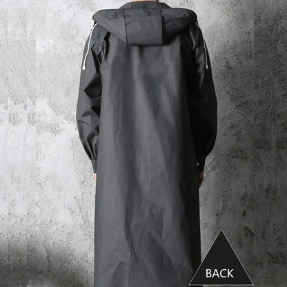 Black Waterproof Hooded Raincoat