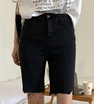 Versatile Stretch Black Five-Point Riding Pants