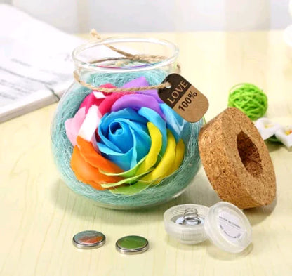 Creative Lucky Star Glass Bottle Soap Flower Night Light