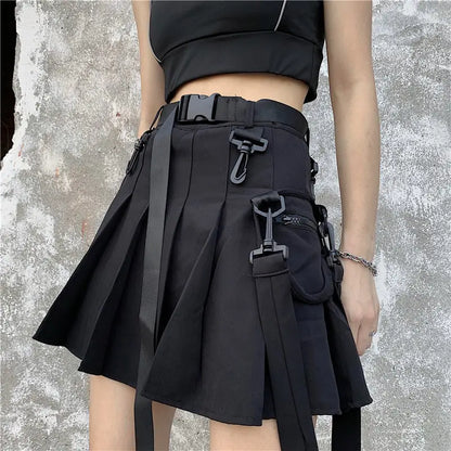 Women's Black Splicing Skirt