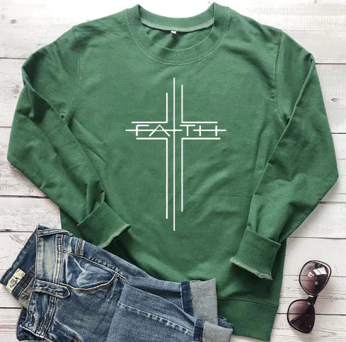 Women's Faith Cross Casual Sweatshirt