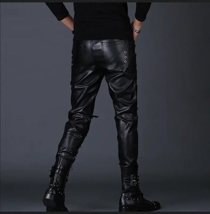 Men's Leather Pants, Skinny Motorcycle Trousers