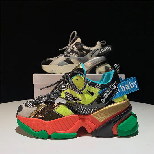Women's Trendy Color Block Platform Sneakers