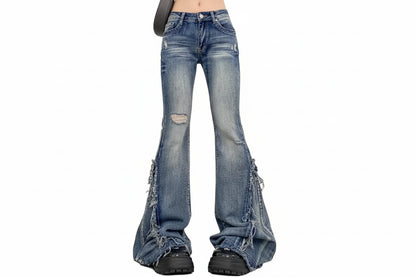 American-Style Retro Frayed Jeans