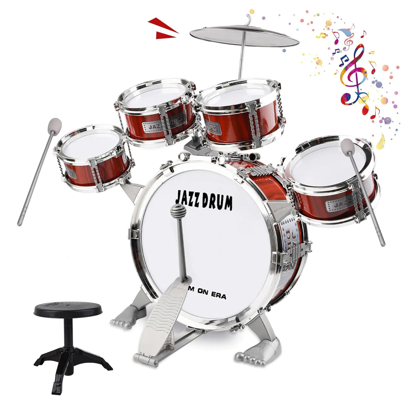 Kids Jazz 5 piece Drum Set 5 Drums with Stool - Toddlers, ages 3-5