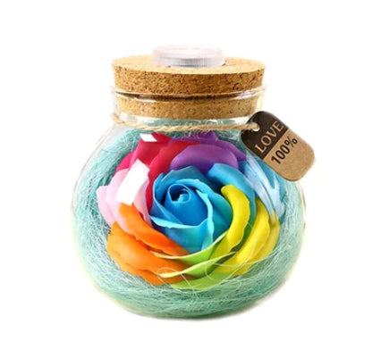 Creative Lucky Star Glass Bottle Soap Flower Night Light