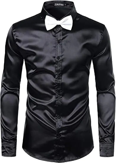 Men's Shiny Disco Short Sleeve Shirt for Casual Wear