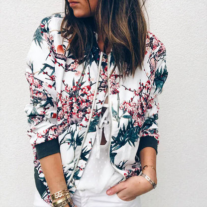 Printed Baseball Jacket - Short Style