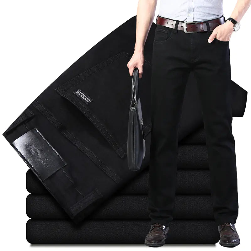 Men's Slim Fit Black Stretch Denim Trousers