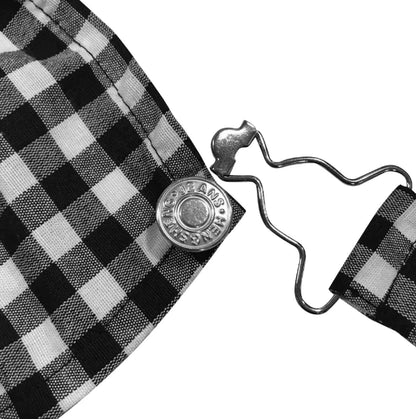 Checked Black Jumpsuit with Sleeves