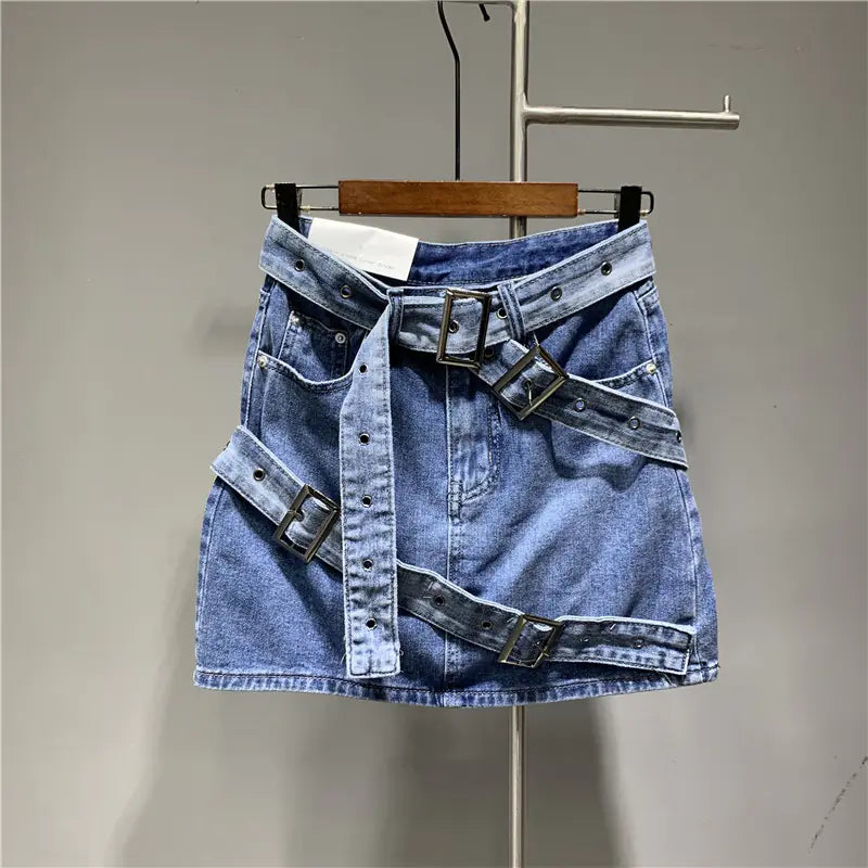 Design Denim Skirt with Straps