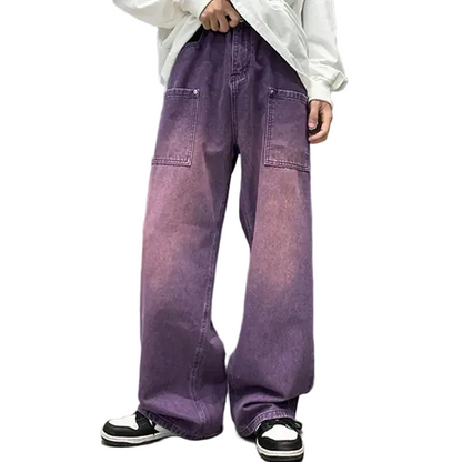 Men's Purple Streetwear Jeans - Retro Hip-hop Style
