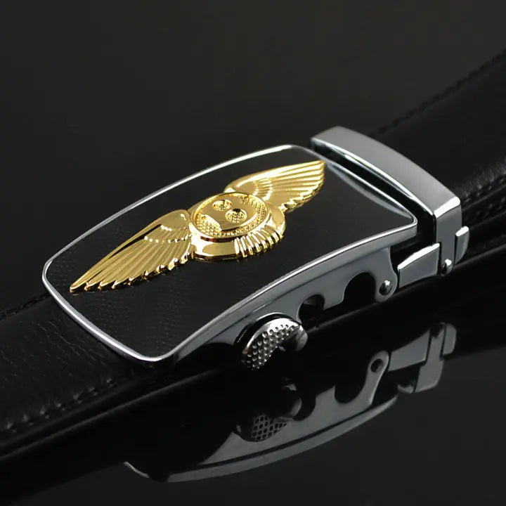 Sleek Men's Leather Belt with Card Holder