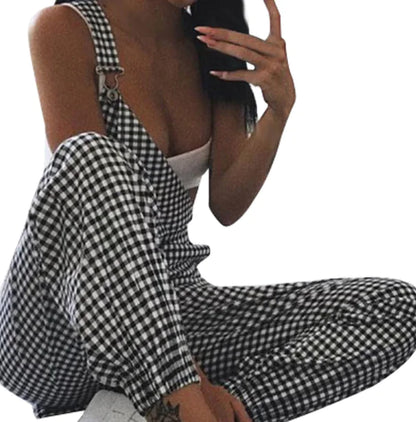 Checked Black Jumpsuit with Sleeves