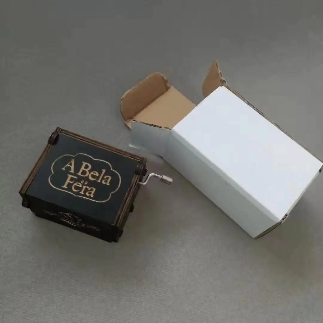 Queen Carved Music Box - Classic Hand-Crank Wooden Box