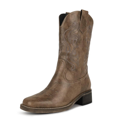 Women's Rustic Charm Brown Cowgirl Boots - SIZE 8.5 | CLEARANCE