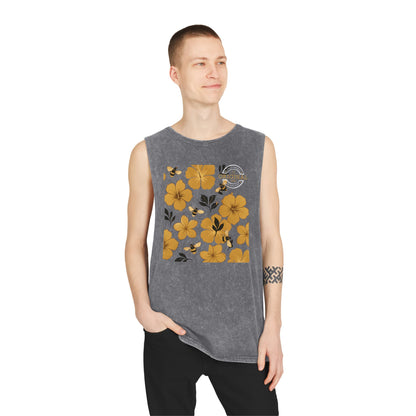 Unisex Humbly FloralBee Stonewash Vintage Tank Top