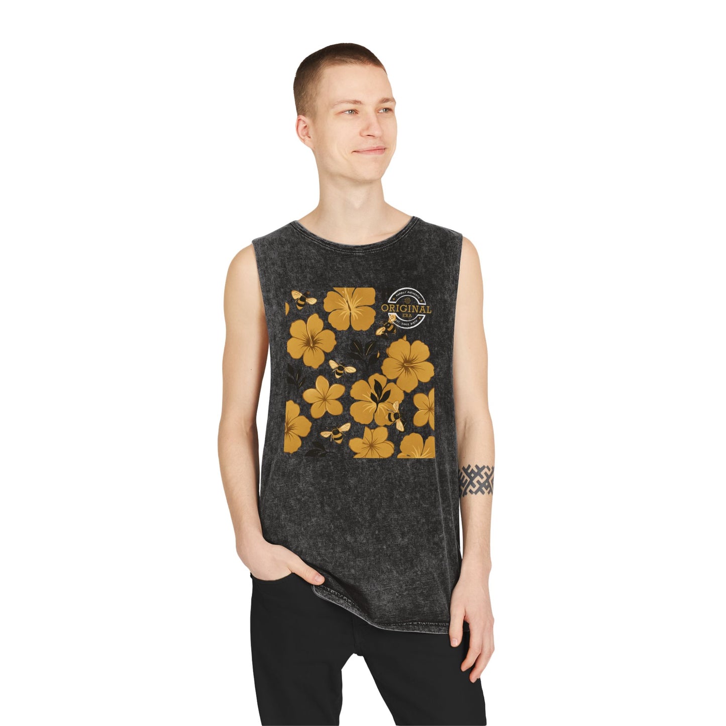 Unisex Humbly FloralBee Stonewash Vintage Tank Top
