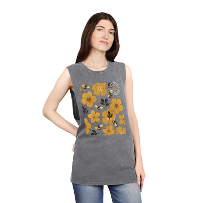 Unisex Humbly FloralBee Stonewash Vintage Tank Top