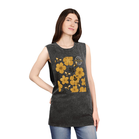 Unisex Humbly FloralBee Stonewash Vintage Tank Top