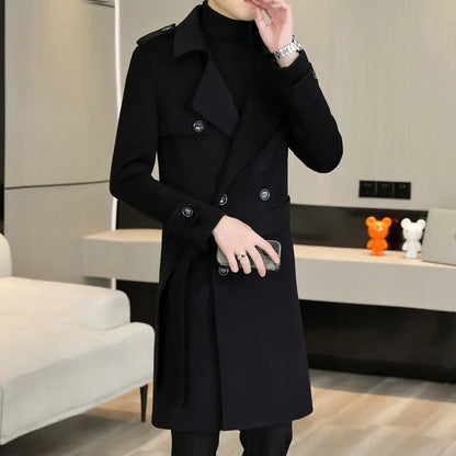 Men's Handmade Double-Sided Woolen Coat for Fall/Winter