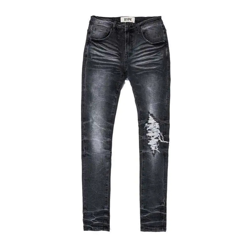 Distressed Black Punk Wind Pressure Jeans