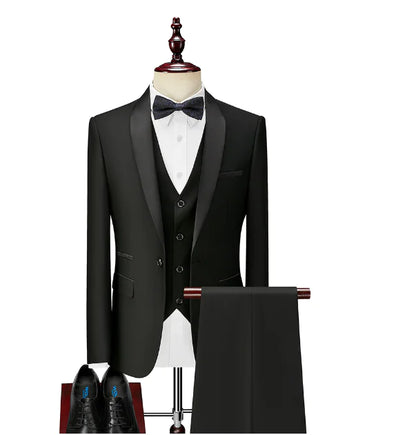 Men's Sleek Black Business & Wedding Suit Jacket