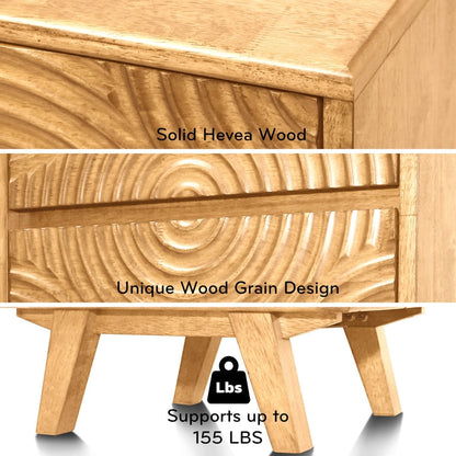 Acacia Harmony Nightstand with 2 Drawers for Elegant Bedroom Storage