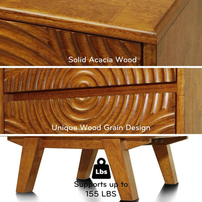 Acacia Harmony Nightstand with 2 Drawers for Elegant Bedroom Storage
