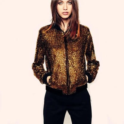 Glam Sequin Women's Baseball Jacket