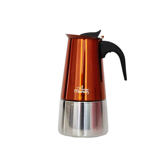 Classic Brew Stainless Steel Moka Pot, 300 ml - Induction-Compatible Copper