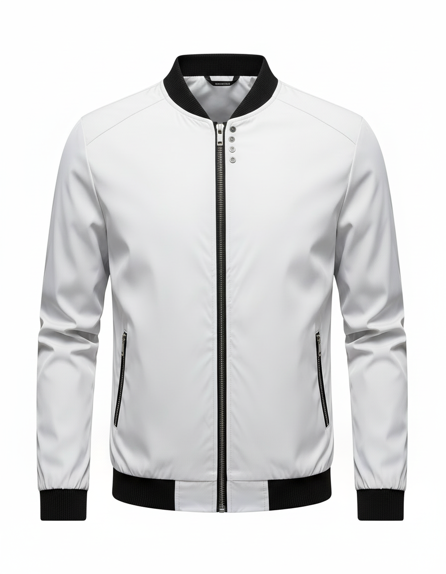 Men's Slim Fit Baseball Collar Jacket in Solid Color