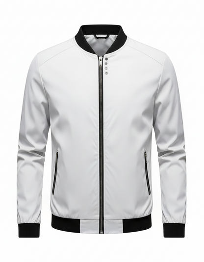 Men's Slim Fit Baseball Collar Jacket in Solid Color